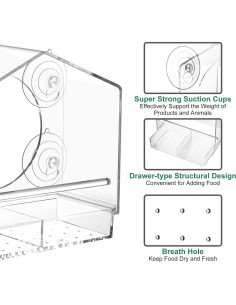 Comedero para Aves de Ventana Jarkyfine Acrílico Transparente 2