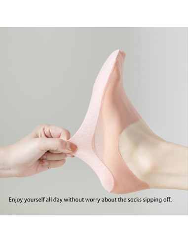5 Pares Calcetines Invisibles Antideslizantes para Mujeres - Seda Fría
