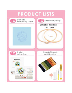 Kit de Bordado TINDTOP para Principiantes - Pájaro, 20x20 cm 2