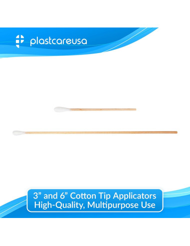 Aplicadores de Algodón 3" PlastCare USA - Paquete de 1000