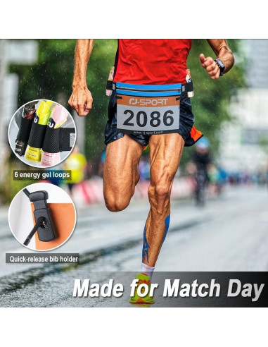 Cinturón de Triatlón RJ-Sport con Soporte para Número - Negro