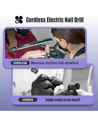 Taladro de Uñas Eléctrico Pinkiou 3 Velocidades Inalámbrico