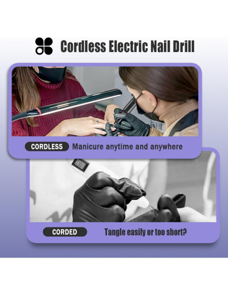Taladro de Uñas Eléctrico Pinkiou 3 Velocidades Inalámbrico