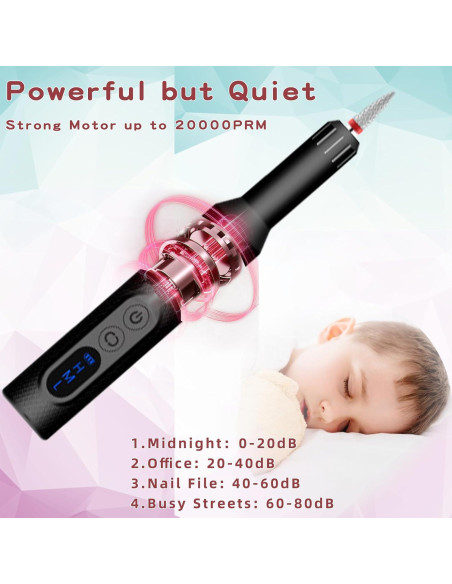 Taladro de Uñas Eléctrico Pinkiou 3 Velocidades Inalámbrico