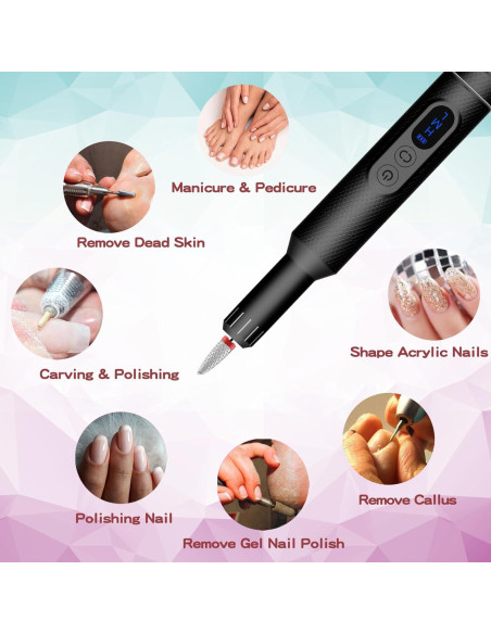 Taladro de Uñas Eléctrico Pinkiou 3 Velocidades Inalámbrico