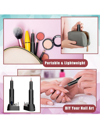 Taladro de Uñas Eléctrico Pinkiou 3 Velocidades Inalámbrico