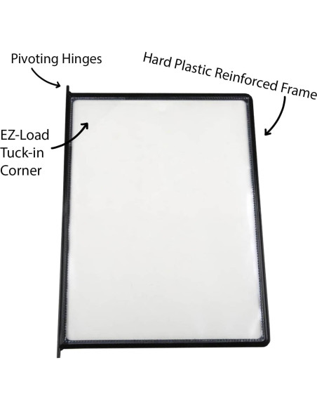 Bolsillos de Exhibición Doble Cara M&T Displays 21.6x27.9 cm Negro (10 Pzs)