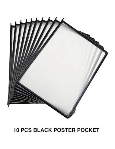 Bolsillos de Exhibición Doble Cara M&T Displays 21.6x27.9 cm Negro (10 Pzs)