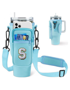 Bolsa Portabotellas de Agua Aganmi con Correa para 1.18L Azul