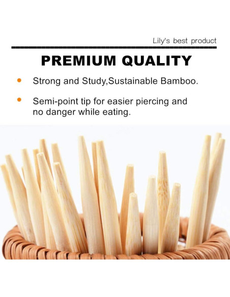 Pinchos de Bambú HOPELF Semi Punta 14 cm 100 pcs para BBQ