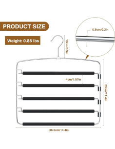 Perchas para Pantalones Cycleacc 5 Capas Antideslizantes 2 Pzas 2