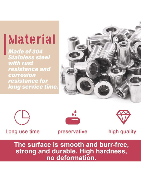 Tuercas Remachadas Acero Inoxidable Hilitchi 1/4-20 (50 Pcs) Tuercas Remachadas Acero Inoxidable Hilitchi 1/4-20 (50 Pcs)