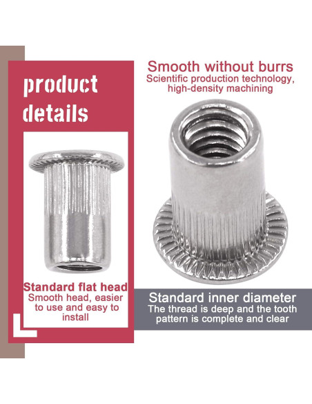 Tuercas Remachadas Acero Inoxidable Hilitchi 1/4-20 (50 Pcs) Tuercas Remachadas Acero Inoxidable Hilitchi 1/4-20 (50 Pcs)