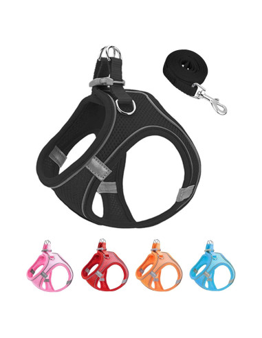 Arnés y Correa para Perros JUFOO XXXS Negro Reflectante