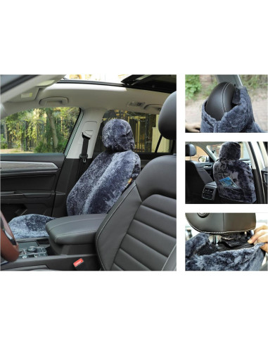 Funda de Asiento de Coche SHEEPSKIN ELITE Gris Piel de Oveja