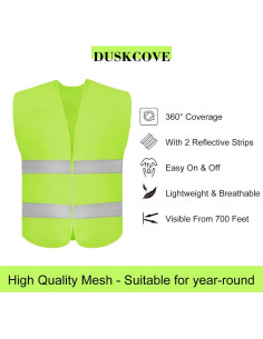 Chaleco de Seguridad DUSKCOVE Amarillo Neón 10 Piezas 2