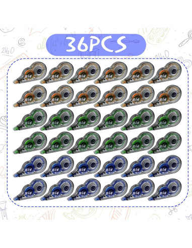 Cinta Correctora Yexiya 36 Pcs Ancha 5 mm 12 m Colorida
