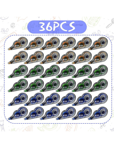 Cinta Correctora Yexiya 36 Pcs Ancha 5 mm 12 m Colorida