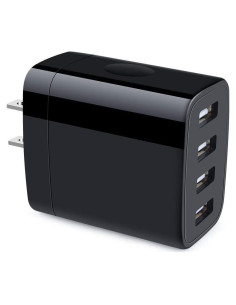 Cargador USB de Pared HOOTEK 4 Puertos 4.8A Negro
