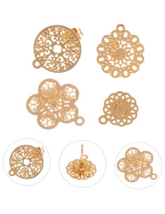 NUOBESTY 4 Pares de Pendientes DIY Dorados de Acero Inoxidable 2