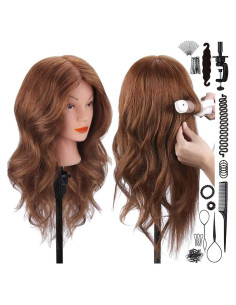 Cabeza de Maniquí 100% Cabello Humano SZCY LLC 45.72 cm Marrón Oscuro