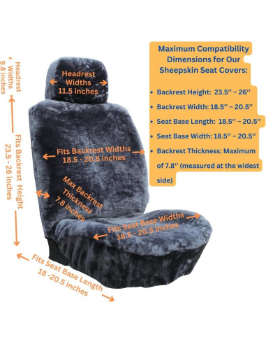 Funda de Asiento de Coche SHEEPSKIN ELITE Gris Piel de Oveja