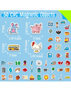 50 Imanes de Objetos CVC SpriteGru para Aprendizaje Infantil 2