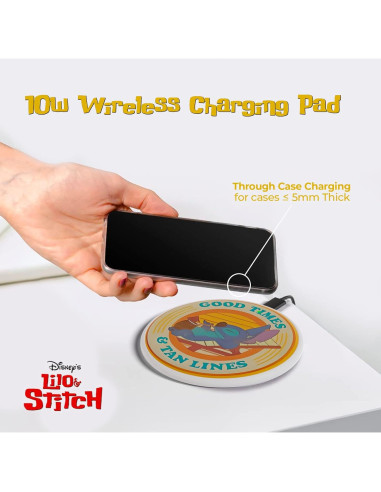 Base de Carga Inalámbrica Disney Lilo y Stitch 10W - Carga Rápida