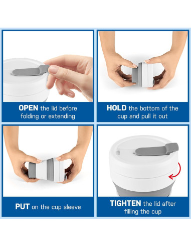 Taza de café plegable Spacesaver 355 ml gris para viajar