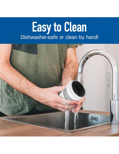 Taza de café plegable Spacesaver 355 ml gris para viajar