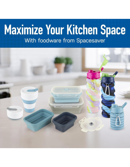 Taza de café plegable Spacesaver 355 ml gris para viajar