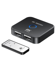 Conmutador DisplayPort 2 en 1 NEWCARE 8K@60Hz Control Remoto