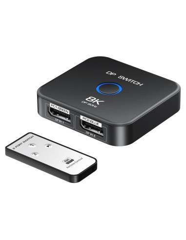 Conmutador DisplayPort 2 en 1 NEWCARE 8K@60Hz Control Remoto
