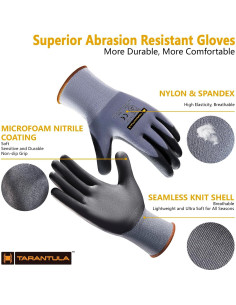 Guantes de Trabajo Tarantula Safety Nitrilo Transpirables XL 2