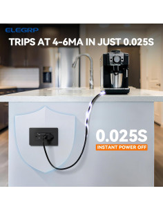 Toma GFCI Exterior ELEGRP 15A Auto-Prueba Resistente Negro 2