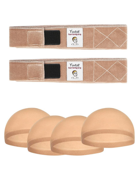 Paquete de 2 Bandas de Agarre para Pelucas Yuest con 4 Gorros