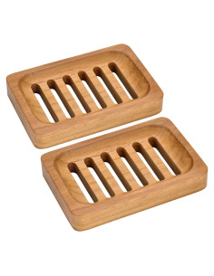 Plato de Jabón de Madera de Teca DEBETOOL - 2 Piezas Impermeables
