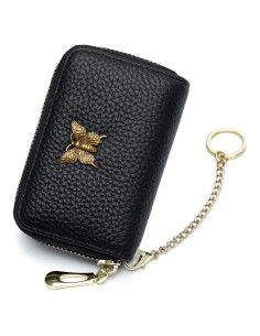 Titular de Tarjetas RFID imeetu de Cuero Genuino Negro