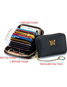 Titular de Tarjetas RFID imeetu de Cuero Genuino Negro 2