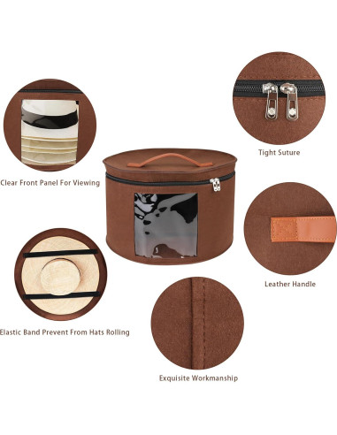 Caja de Almacenamiento de Sombreros VanlonPro 40.6 cm x 25.4 cm Café