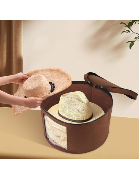 Caja de Almacenamiento de Sombreros VanlonPro 40.6 cm x 25.4 cm Café