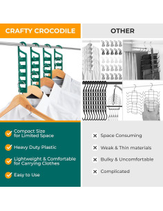 Perchas Ahorradoras de Espacio CraftyCrocodile - Paquete de 2, Verde 2