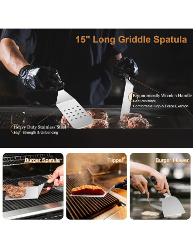 Kit de Accesorios para Parrilla Leonyo 37 Piezas - Espátulas y Más