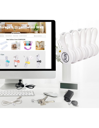 Clips Magnéticos para Cables SUNFICON - Paquete de 5 Blancos