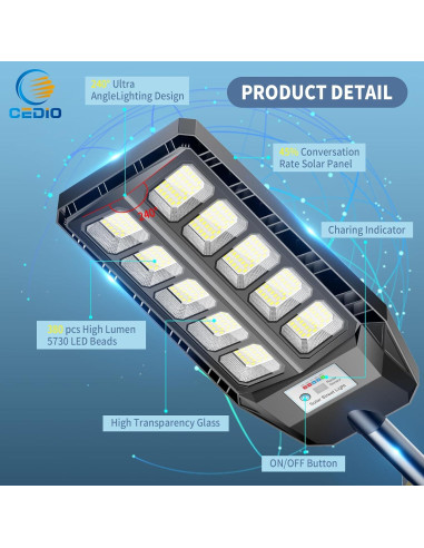 Luces Solares Exteriores CEDIO 6500K con Sensor de Movimiento