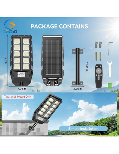 Luces Solares Exteriores CEDIO 6500K con Sensor de Movimiento