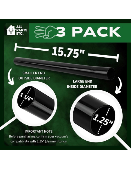Varillas de Extensión para Aspiradoras ALL PARTS ETC. 40cm 3 Piezas