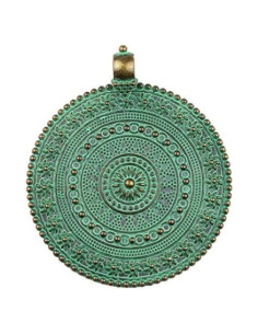 Colgante de cuentas de flor de cerezo Pátina de bronce verde