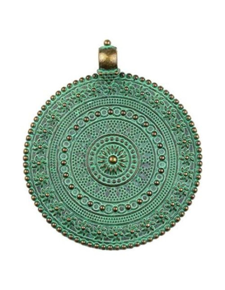 Colgante de cuentas de flor de cerezo Pátina de bronce verde