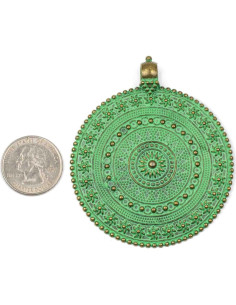 Colgante de cuentas de flor de cerezo Pátina de bronce verde 2